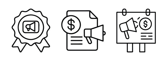 Outline marketing promotion strategy advertising campaign business growth and success plan icon