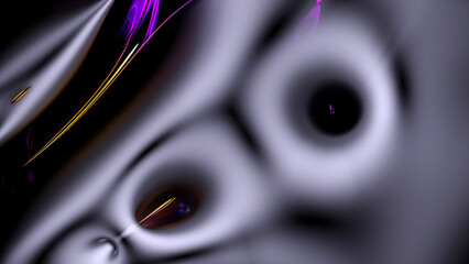 3d render of abstract art 3d background with part of surreal alien flower in a curved, wavy smooth and soft organic lines forms in translucent rubber plastic material with glossy glass parts in yellow