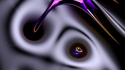 3d render of abstract art 3d background with part of surreal alien flower in a curved, wavy smooth and soft organic lines forms in translucent rubber plastic material with glossy glass parts in yellow