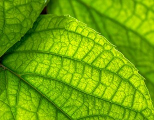 Detailed Green Leaf Veins - A Macro View of Natures Intricate Design.