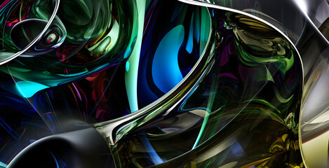 3d render with part of the surreal alien spherical ball flower in curved wavy organic lines in...