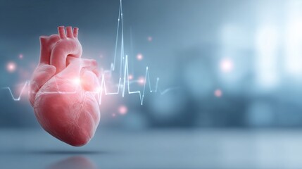 medical heart monitoring, futuristic medical laboratory background with copy space