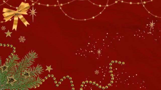 HD animation of christmas background with red ribbon