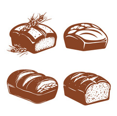 A Collection or set of Fresh bread flat icon design