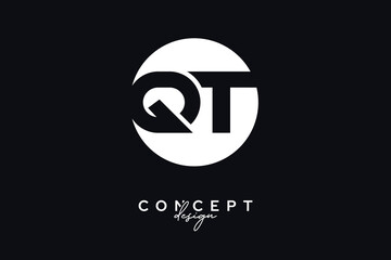 QT Creative Negative Space Circle Monogram Logo Design	