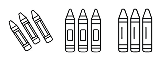 Coloring crayons drawing sketch for kids art supplies and creative projects outline vector image