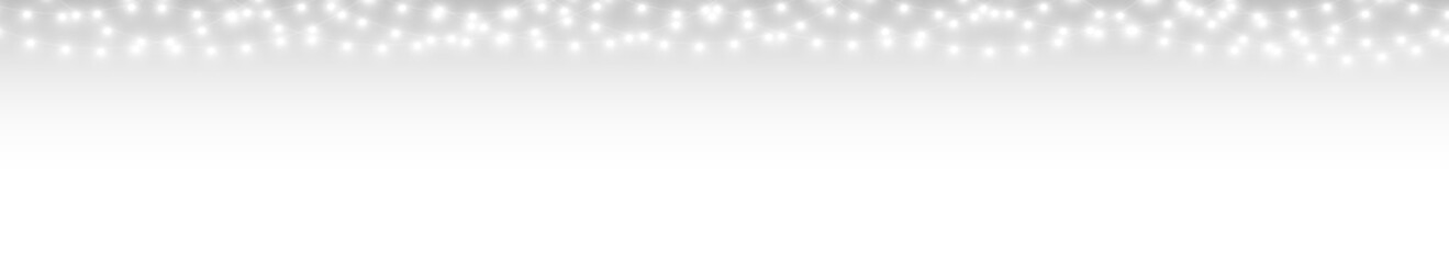 Christmas Illustration with Glowing Bulb Garland and Banner