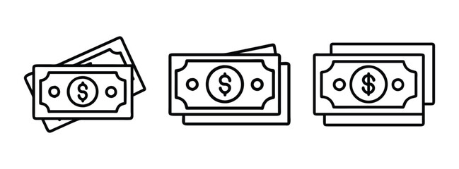 Money cash currency dollar bills finance payment wealth income investment savings line art