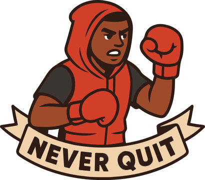 An emblem of indomitable spirit, a resolute boxer stands ready, embodying unwavering determination and resilience within a symbol.  