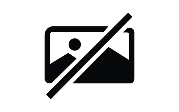 Black image not available icon isolated on white simple representation