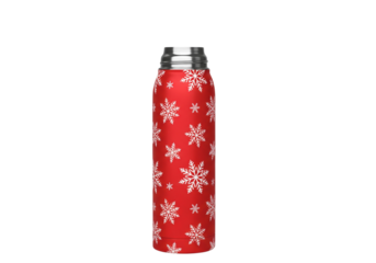 Festive Red Insulated Water Bottle with White Snowflake Pattern - Holiday Hydration