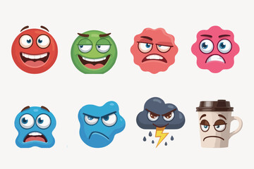 Fototapeta premium Mood Icons Cartoon Emotions in Fun Shapes