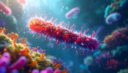 Detailed Microscopic View of a Pathogenic Bacteria Cell.