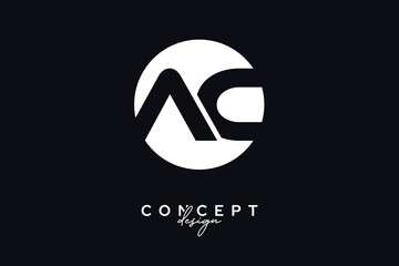 AC Creative Negative Space Circle Monogram Logo Design	