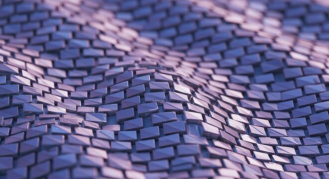 Wavy textured surface made of small rectangular blocks in purple