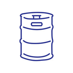 Simple outline illustration of a metal beer keg on a white background