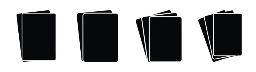 Collection of four abstract black card deck symbols isolated on
