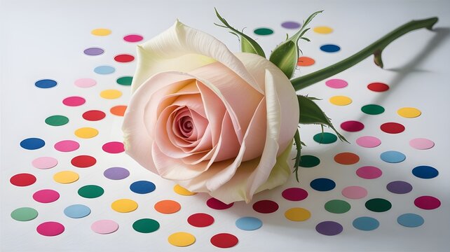 Beautiful pink roses bouquet with water drops on a blue background, perfect for a romantic Valentine's gift of love and nature's beauty