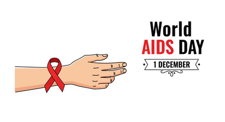 World AIDS Day Awareness Illustration with Red Ribbon