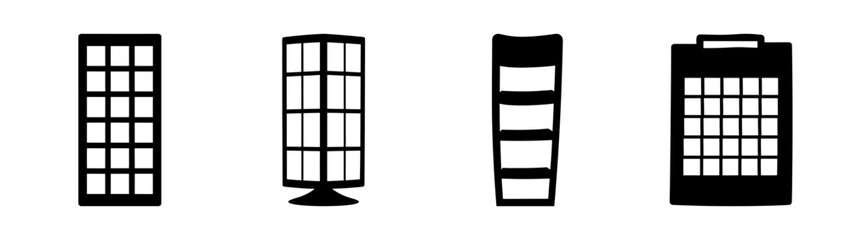 Four vertical grids representing different styles of bingo cards or game boards