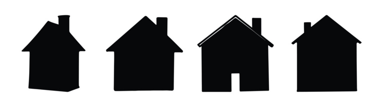 Monopoly style house silhouettes collection property development board game asset