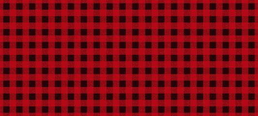 Buffalo check plaid pattern seamless vector. Red and black lumberjack flannel pattern for fabric, Christmas decoration, rustic background.