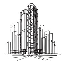 Obraz premium High rise building sketch. Architecture