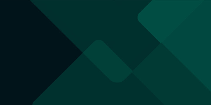 Dark green abstract background with gold lines and shadow. Geometric shape overlap layers. Transparent squares. Modern luxury rounded squares graphic pattern banner template design