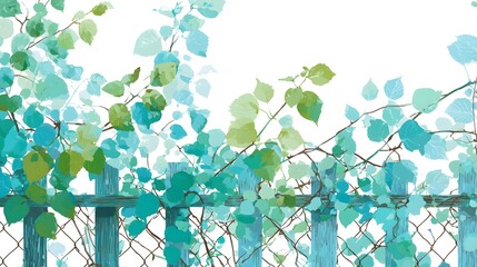 Brightly colored foliage overlaps a weathered boundary structure in an artistic composition