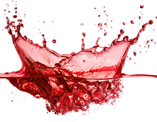Vivid splash of crimson liquid forms a dynamic crown-like shape, reflecting in a smooth surface