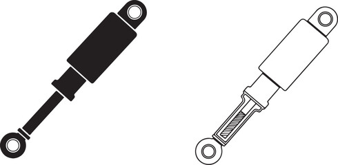 Black and white shock absorber illustrations suspension automotive