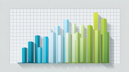 Three dimensional columns display progression across a gridded background