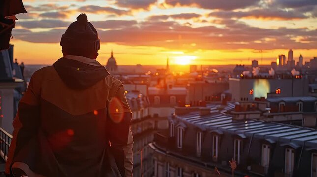Paris Sunset Balcony View.