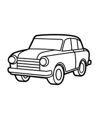 Classic Car Outline Depiction A Timeless Automobile Design Drawn with Bold Strokes for Simplicity 