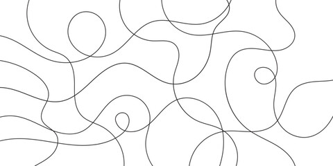 Thread line seamless pattern. Curvy intersections of ropes in organic smooth print. Abstract squiggly modern background with continuous lines. Vector illustration EPS 10 . © Hello 