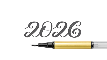 2026 Elegant Calligraphy Flourish, Minimal New Year Script