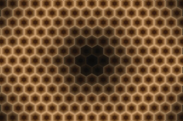 Abstract geometric honeycomb pattern with radial brown gradient