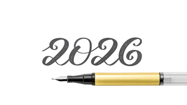 2026 Elegant Calligraphy Flourish, Minimal New Year Script