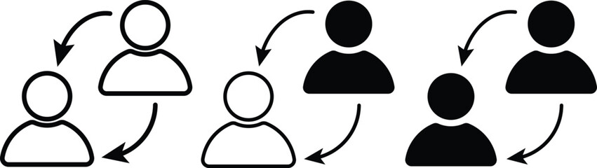 Replace Person Icons. Personnel Exchange Symbols. Profile update and substitute signs. User management icon
