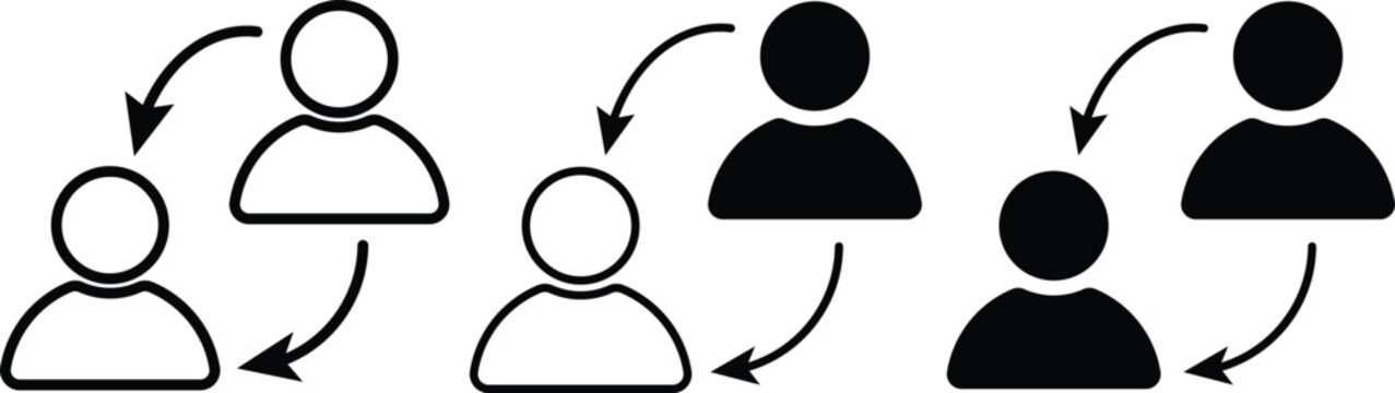Replace Person Icons. Personnel Exchange Symbols. Profile update and substitute signs. User management icon
