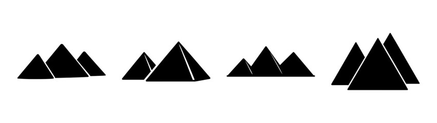 Group of black geometric mountain peaks abstract design landscape art