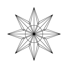 Fototapeta premium Geometric star in black lines on transparent background
