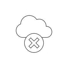 Failure Cross Mark on Cloud Storage Server Outline Icon