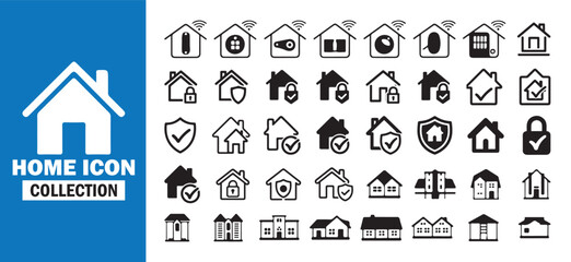 Home Icon Collection Set, Smart House and Real Estate Vector Symbols