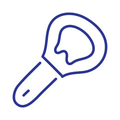 Simple outline of a blue bottle opener on a white background