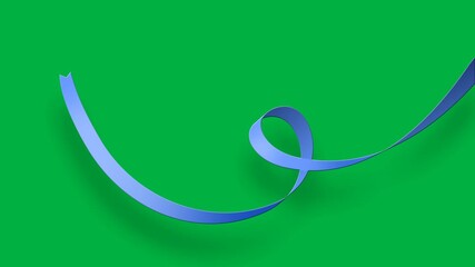 animated long blue ribbon with blood drops, diabetes awareness concept, animation footage video on alpha channel(transparent) background.