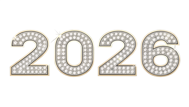 2026 Diamond Encrusted Numbers, Luxury New Year Glam