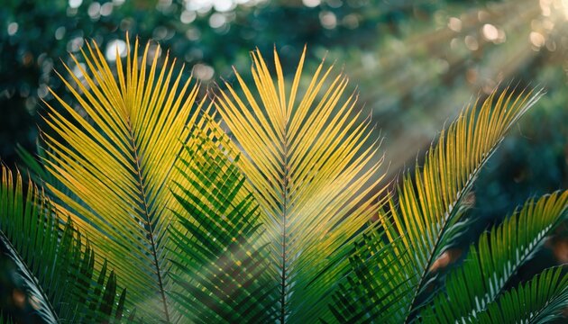 Palm Fronds Illuminated by Sunlight