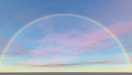 Rainbow over Cloudy Sky and Textured Surface