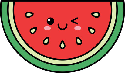 Fototapeta premium Cute kawaii watermelon slice with happy face